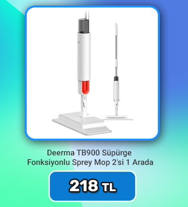 Deerma TB900 Süpürge Fonksiyonlu Sprey Mop 2'si 1 Arada Deerma Türkiye Garantili