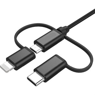 Awetron Apple Mfi Lisanslı Lightning + Type-C + Micro Usb 3'lü Hasır İp Kablo 1,5metre