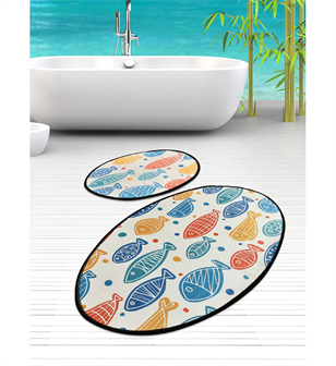 Chilai Home Fısh Colourful Dijital 2'Li Set Banyo Halısı 8694545035500