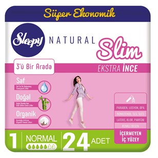 Sleepy Natural Slim Ekstra İnce Normal 24'lü Ped-1 Koli(12 Paket)